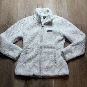 Patagonia Fleece Jacket Womens Small White Los Gatos Full Zip Sherpa Lined
